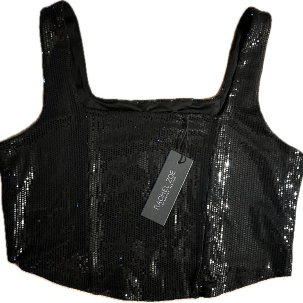 Rachel Zoe black sequins tank top - Picture 1 of 3